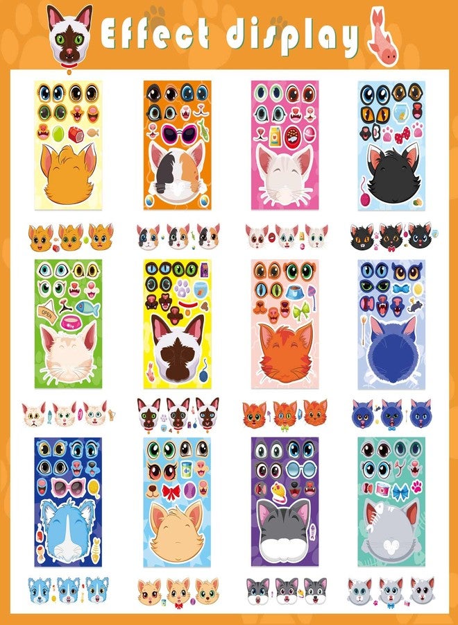 OTAITY 36 Sheets Cat Make a Face Sticker Sheets for Kids Todder, Make Your Own Stickers with 12 Cat Face Designs for Kids Birthday Party Favor Supplies Craft - Image 4
